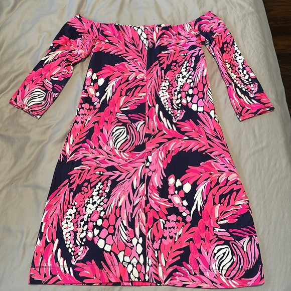 Lilly Pulitzer Laurana Off-The-Shoulder Mini Dress 3/4 Sleeves size Small - Picture 2 of 9